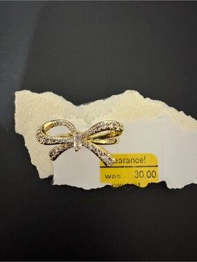 Gold Bow Crystal Accent Ring - Elegant Women's Jewelry